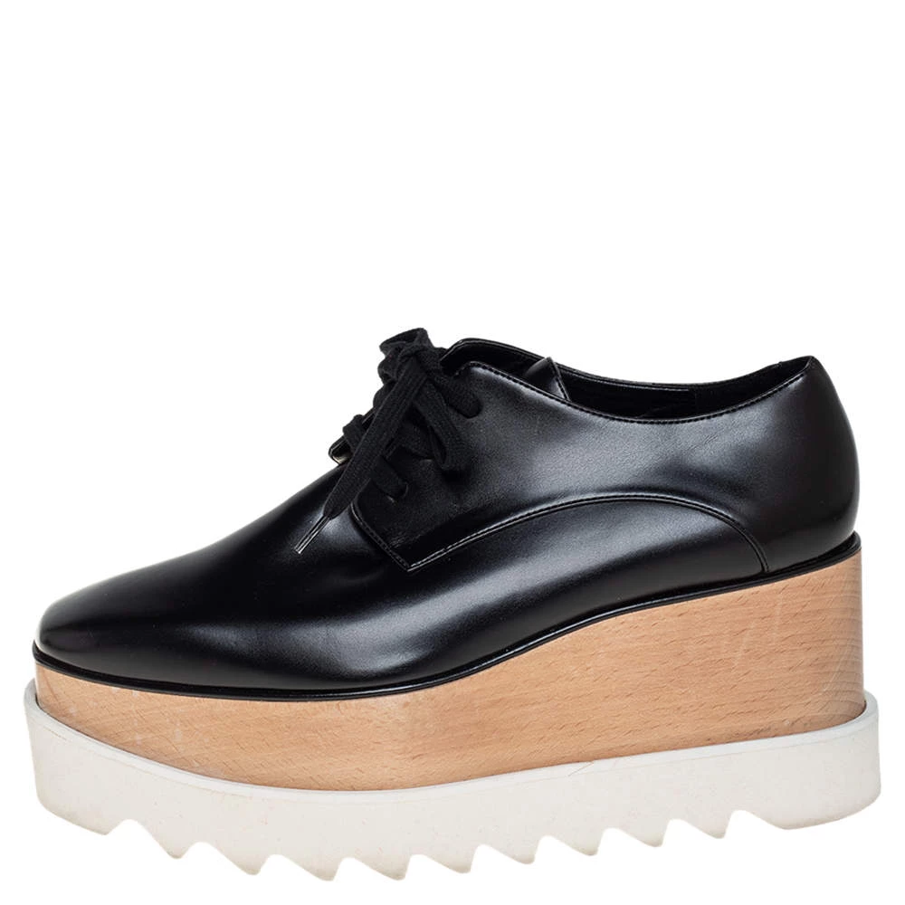 Stella McCartney Black Faux Leather Elyse Platform Derby Size 35.5 For Women 4 Stella McCartney Black Faux Leather Elyse Platform Derby Size 35.5 For Women - Image 2