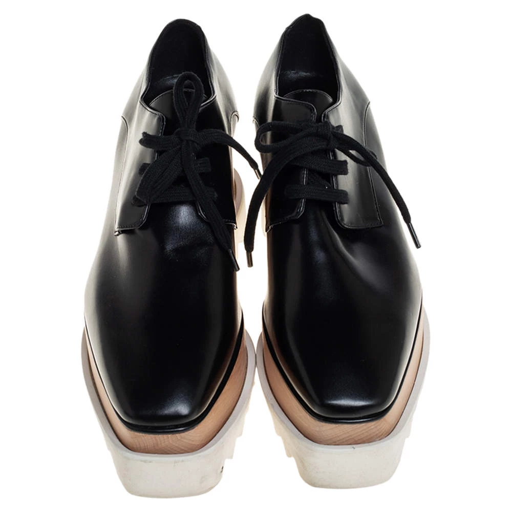 Stella McCartney Black Faux Leather Elyse Platform Derby Size 35.5 For Women 5 Stella McCartney Black Faux Leather Elyse Platform Derby Size 35.5 For Women - Image 3