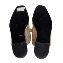 Stella McCartney Metallic Gold Faux Croc Leather Chain Trim Flats Size 39 For Women -Stella McCartney Sales luxury women stella mccartney used shoes p421229 001