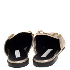 Stella McCartney Metallic Gold Faux Croc Leather Chain Trim Flats Size 39 For Women -Stella McCartney Sales luxury women stella mccartney used shoes p421229 002