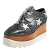 Stella McCartney Metallic Grey Faux Glitter Suede Elyse Star Platform Derby Size 36 For Women -Stella McCartney Sales luxury women stella mccartney used shoes p423777 004