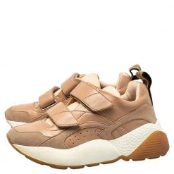 Stella McCartney Beige Faux Leather Eclypse Velcro Low Top Sneakers Size 39 For Women -Stella McCartney Sales luxury women stella mccartney used shoes p425035 009
