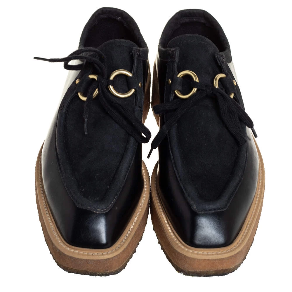 Stella McCartney Black Suede And Faux Leather Lace Up Sneakers Size 36.5 For Women 5 Stella McCartney Black Suede And Faux Leather Lace Up Sneakers Size 36.5 For Women - Image 3