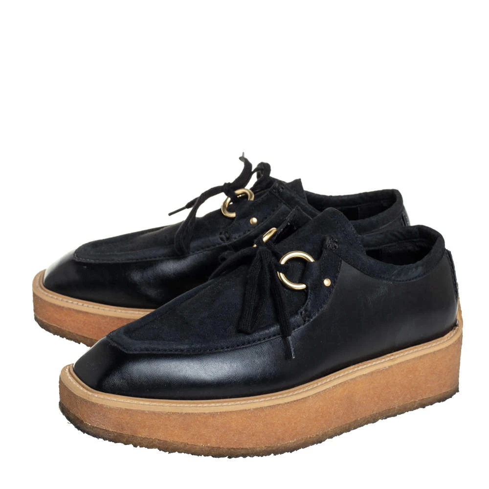 Stella McCartney Black Suede And Faux Leather Lace Up Sneakers Size 36.5 For Women 6 Stella McCartney Black Suede And Faux Leather Lace Up Sneakers Size 36.5 For Women - Image 4