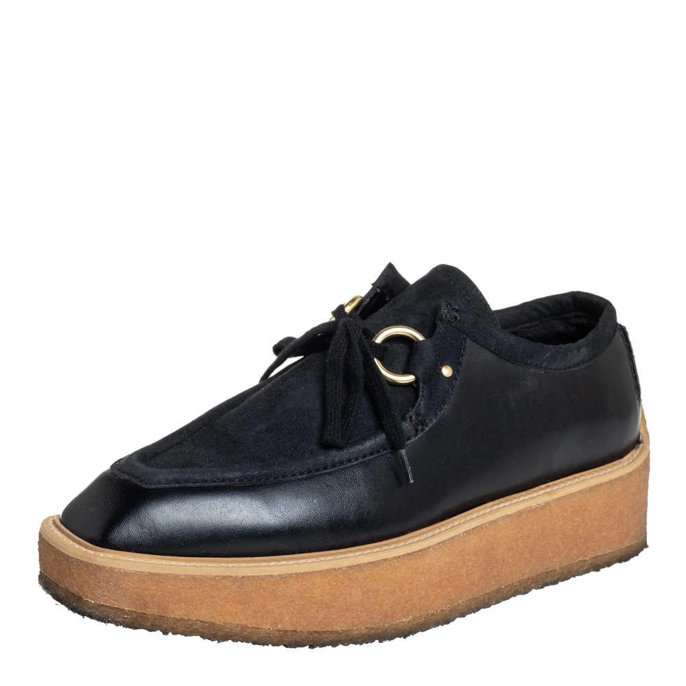 Stella McCartney Black Suede And Faux Leather Lace Up Sneakers Size 36.5 For Women 3 Stella McCartney Black Suede And Faux Leather Lace Up Sneakers Size 36.5 For Women