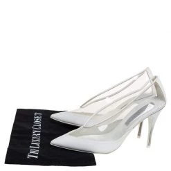 Stella McCartney White Faux Leather And PVC Pointed Toe Pumps Size 36.5 For Women -Stella McCartney Sales luxury women stella mccartney used shoes p426381 1619680407 001