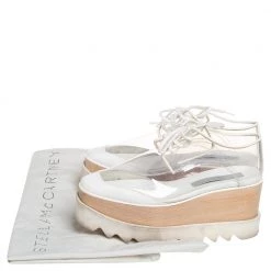Stella McCartney White Faux Leather And PVC Elyse Platform Sneakers Size 35.5 For Women -Stella McCartney Sales luxury women stella mccartney used shoes p430312 002