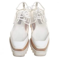 Stella McCartney White Faux Leather And PVC Elyse Platform Sneakers Size 35.5 For Women -Stella McCartney Sales luxury women stella mccartney used shoes p430312 007