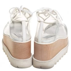 Stella McCartney White Faux Leather And PVC Elyse Platform Sneakers Size 35.5 For Women -Stella McCartney Sales luxury women stella mccartney used shoes p430312 008