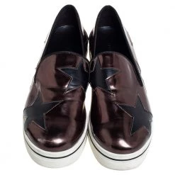 Stella McCartney Metallic Bronze Faux Leather Binx Star Platform Slip On Sneakers Size 40 For Women -Stella McCartney Sales luxury women stella mccartney used shoes p438891 005