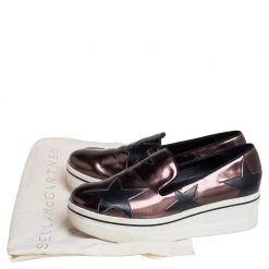 Stella McCartney Metallic Bronze Faux Leather Binx Star Platform Slip On Sneakers Size 40 For Women -Stella McCartney Sales luxury women stella mccartney used shoes p438891 009