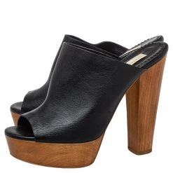 Stella McCartney Black Faux Leather Wooden Block Heel Platform Sandals Size 38.5 For Women 13 Stella McCartney Black Faux Leather Wooden Block Heel Platform Sandals Size 38.5 For Women -Stella McCartney Sales luxury women stella mccartney used shoes p440333 009