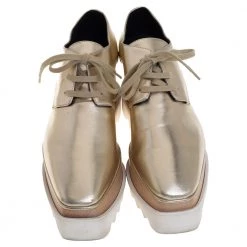 Stella McCartney Gold Faux Leather Wedge Sneakers Size 38.5 For Women 12 Stella McCartney Gold Faux Leather Wedge Sneakers Size 38.5 For Women -Stella McCartney Sales luxury women stella mccartney used shoes p441247 006
