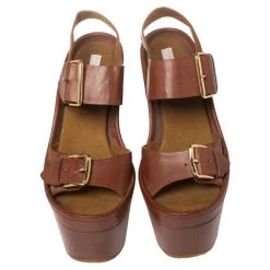 Stella McCartney Brown Faux Leather Buckle Block Heel Platform Sandals Size 40 For Women 12 Stella McCartney Brown Faux Leather Buckle Block Heel Platform Sandals Size 40 For Women -Stella McCartney Sales luxury women stella mccartney used shoes p447151 001