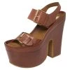 Stella McCartney Brown Faux Leather Buckle Block Heel Platform Sandals Size 40 For Women -Stella McCartney Sales luxury women stella mccartney used shoes p447151 004