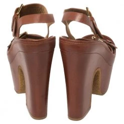Stella McCartney Brown Faux Leather Buckle Block Heel Platform Sandals Size 40 For Women 14 Stella McCartney Brown Faux Leather Buckle Block Heel Platform Sandals Size 40 For Women -Stella McCartney Sales luxury women stella mccartney used shoes p447151 007