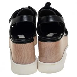 Stella McCartney Black Faux Leather Elyse Cut Out Derby Platform Sneakers Size 38 For Women -Stella McCartney Sales luxury women stella mccartney used shoes p451081 006