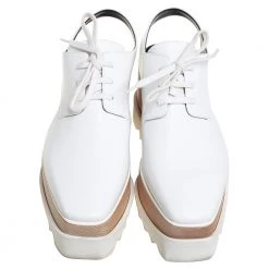 Stella McCartney White Faux Leather Elyse Cut Out Platform Derby Size 39 For Women -Stella McCartney Sales luxury women stella mccartney used shoes p451899 005