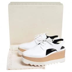 Stella McCartney White Faux Leather Elyse Cut Out Platform Derby Size 39 For Women -Stella McCartney Sales luxury women stella mccartney used shoes p451899 009