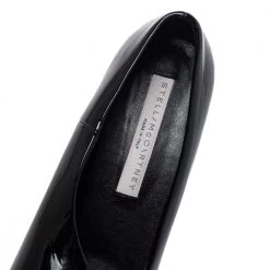 Stella McCartney Black Faux Patent Leather V Neck Pointed Toe Pumps Size 35.5 For Women -Stella McCartney Sales luxury women stella mccartney used shoes p452675 002