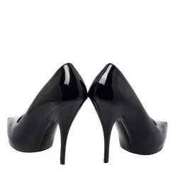 Stella McCartney Black Faux Patent Leather V Neck Pointed Toe Pumps Size 35.5 For Women -Stella McCartney Sales luxury women stella mccartney used shoes p452675 007