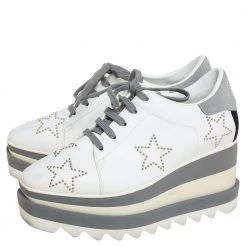Stella McCartney White/Grey Faux Leather And Suede Elyse Star Sneakers Size 35 For Women -Stella McCartney Sales luxury women stella mccartney used shoes p452683 007