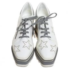 Stella McCartney White/Grey Faux Leather And Suede Elyse Star Sneakers Size 35 For Women -Stella McCartney Sales luxury women stella mccartney used shoes p452683 008
