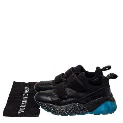 Stella McCartney Black Faux Leather And Faux Suede Eclypse Velcro Low Top Sneakers Size 39 For Women -Stella McCartney Sales luxury women stella mccartney used shoes p458829 004