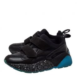 Stella McCartney Black Faux Leather And Faux Suede Eclypse Velcro Low Top Sneakers Size 39 For Women -Stella McCartney Sales luxury women stella mccartney used shoes p458829 005