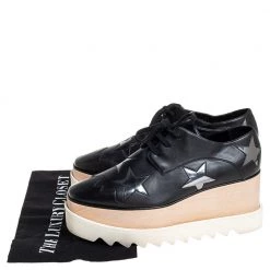 Stella McCartney Black Faux Leather Elyse Wedge Sneakers Size 38 For Women -Stella McCartney Sales luxury women stella mccartney used shoes p459468 004