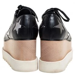 Stella McCartney Black Faux Leather Elyse Wedge Sneakers Size 38 For Women -Stella McCartney Sales luxury women stella mccartney used shoes p459468 006