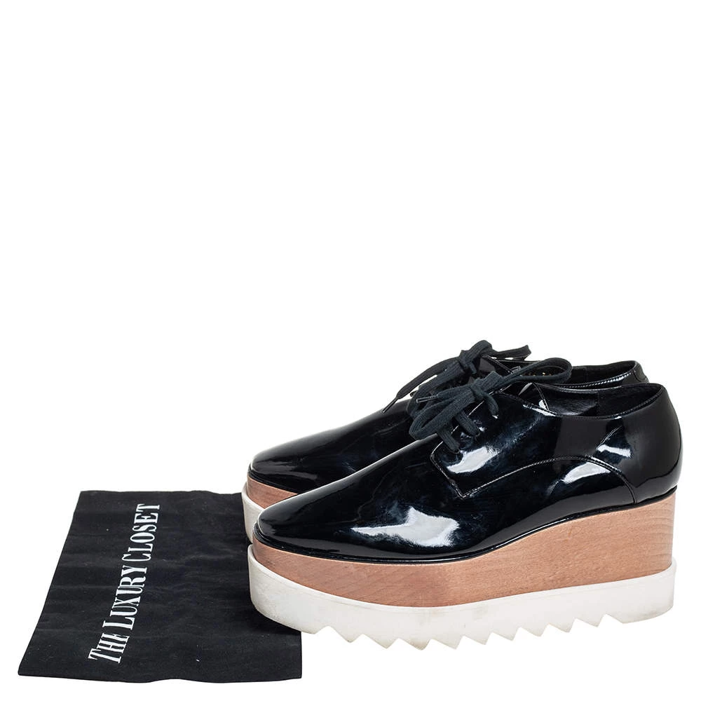 Stella McCartney Black Faux Patent Leather Elyse Platform Lace Up Derby Size 38.5 For Women 10 Stella McCartney Black Faux Patent Leather Elyse Platform Lace Up Derby Size 38.5 For Women - Image 8