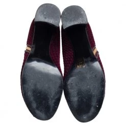 Stella McCartney Burgundy Woven Velvet Block Heel Ankle Booties Size 38 For Women -Stella McCartney Sales luxury women stella mccartney used shoes p465462 004