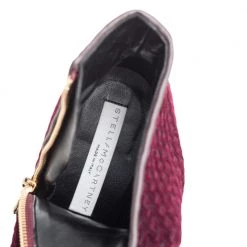 Stella McCartney Burgundy Woven Velvet Block Heel Ankle Booties Size 38 For Women -Stella McCartney Sales luxury women stella mccartney used shoes p465462 007