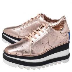 Stella McCartney Metallic Gold Leather Elyse Star Platform Sneakers Size 38 For Women 13 Stella McCartney Metallic Gold Leather Elyse Star Platform Sneakers Size 38 For Women -Stella McCartney Sales luxury women stella mccartney used shoes p467900 005