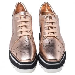 Stella McCartney Metallic Gold Leather Elyse Star Platform Sneakers Size 38 For Women 12 Stella McCartney Metallic Gold Leather Elyse Star Platform Sneakers Size 38 For Women -Stella McCartney Sales luxury women stella mccartney used shoes p467900 008