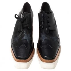 Stella McCartney Black Faux Leather Elyse Star Platform Lace Up Derby Size 38.5 For Women 12 Stella McCartney Black Faux Leather Elyse Star Platform Lace Up Derby Size 38.5 For Women -Stella McCartney Sales luxury women stella mccartney used shoes p470683 004