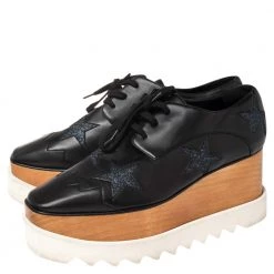 Stella McCartney Black Faux Leather Elyse Star Platform Lace Up Derby Size 38.5 For Women 13 Stella McCartney Black Faux Leather Elyse Star Platform Lace Up Derby Size 38.5 For Women -Stella McCartney Sales luxury women stella mccartney used shoes p470683 007