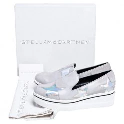 Stella McCartney Grey Faux Leather Binx Star Platform Slip On Sneakers Size 40 For Women -Stella McCartney Sales luxury women stella mccartney used shoes p472074 001