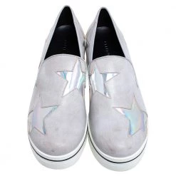 Stella McCartney Grey Faux Leather Binx Star Platform Slip On Sneakers Size 40 For Women -Stella McCartney Sales luxury women stella mccartney used shoes p472074 003