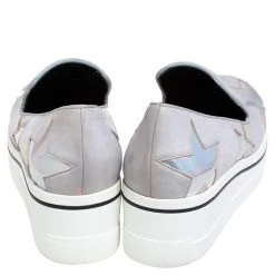 Stella McCartney Grey Faux Leather Binx Star Platform Slip On Sneakers Size 40 For Women -Stella McCartney Sales luxury women stella mccartney used shoes p472074 004