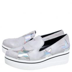 Stella McCartney Grey Faux Leather Binx Star Platform Slip On Sneakers Size 40 For Women -Stella McCartney Sales luxury women stella mccartney used shoes p472074 007
