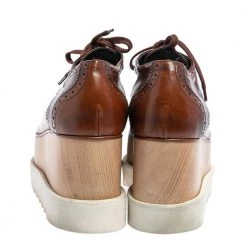 Stella McCartney Brown Brogue Faux Leather Elyse Platform Derby Size 39 For Women -Stella McCartney Sales luxury women stella mccartney used shoes p472252 001