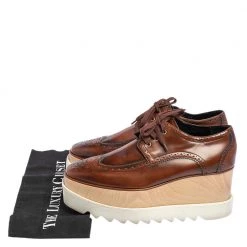 Stella McCartney Brown Brogue Faux Leather Elyse Platform Derby Size 39 For Women -Stella McCartney Sales luxury women stella mccartney used shoes p472252 006