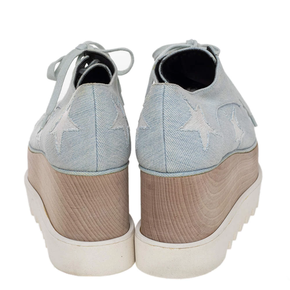 Stella McCartney Blue Denim Fabric Elyse Platform Derby Size 39 For Women 7 Stella McCartney Blue Denim Fabric Elyse Platform Derby Size 39 For Women - Image 5