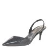 Stella McCartney Dark Grey Faux Patent Leather Slingback Sandals Size 37 For Women -Stella McCartney Sales luxury women stella mccartney used shoes p475573 1639377748 004