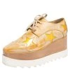 Stella McCartney Beige Faux Leather Elyse Star Platform Sneakers Size 36.5 For Women