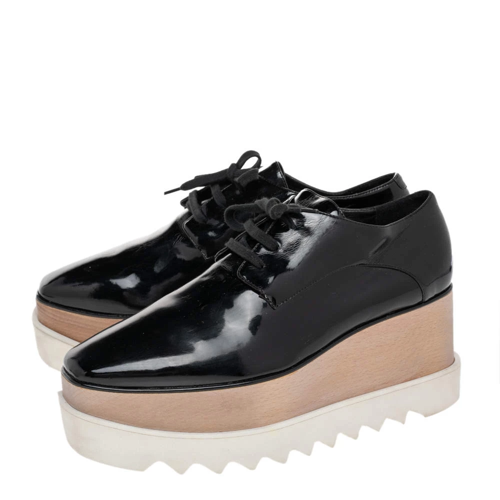 Stella McCartney Black Faux Patent Leather Elyse Platform Derby Size 40 For Women 6 Stella McCartney Black Faux Patent Leather Elyse Platform Derby Size 40 For Women - Image 4