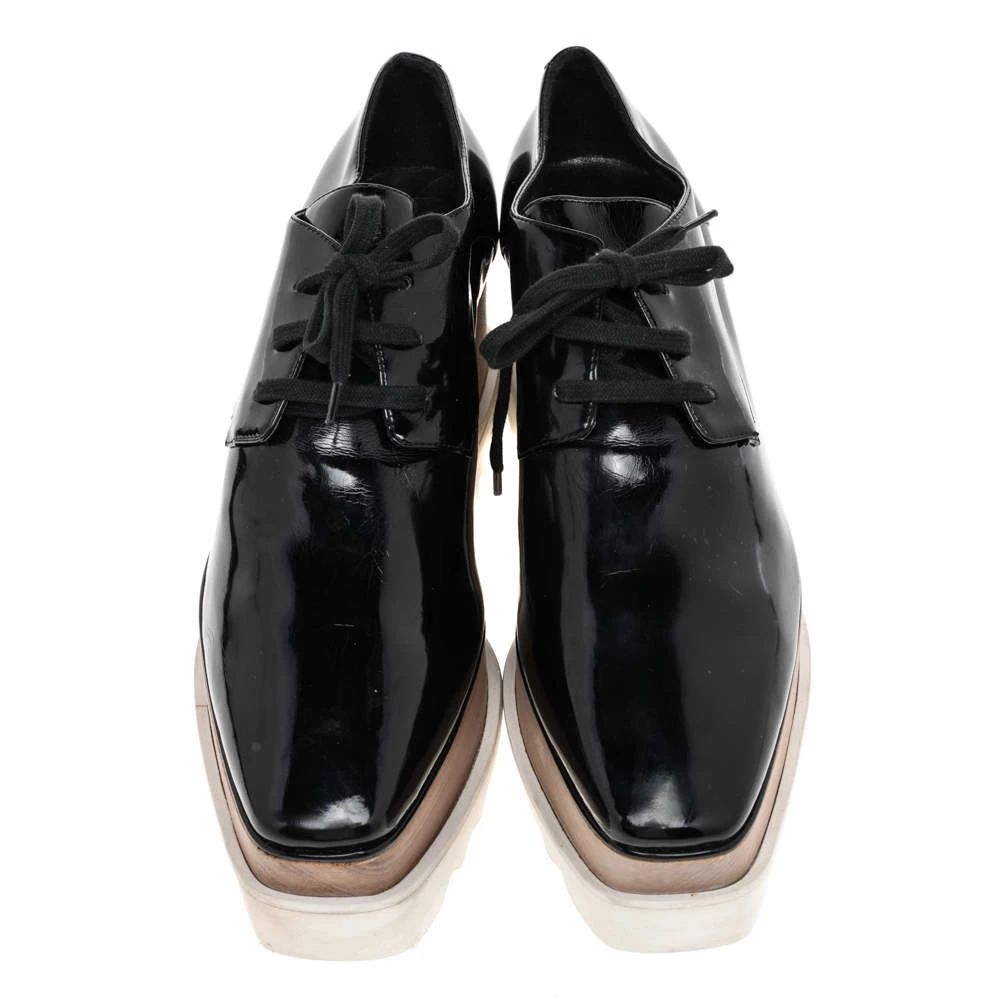 Stella McCartney Black Faux Patent Leather Elyse Platform Derby Size 40 For Women 5 Stella McCartney Black Faux Patent Leather Elyse Platform Derby Size 40 For Women - Image 3