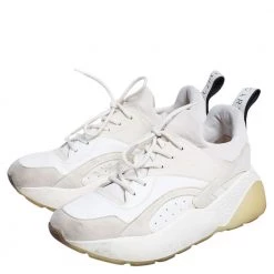 Stella McCartney White Faux Leather And Faux Suede Eclypse Low Top Sneakers Size 38 For Women -Stella McCartney Sales luxury women stella mccartney used shoes p479681 003